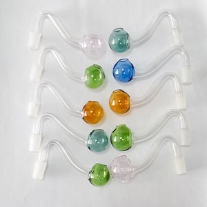 10mm glasoljebrännare pyrex tobakskålar glas vattenrör hookah shisha bong dab rigg bubbla adapter tjock rökning tillbehör rosa blå grön gul mix färg