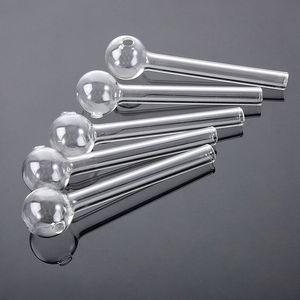 Unique Clear 4 Inch Glass Pipes Smoking Accessories Straight Pipe Pyrex Oil Burner Pipe Tobacco Handful Spoon For Hookahs