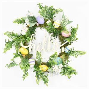 Fiori decorativi Ghirlande Ghirlanda Fiore artificiale Ornamenti per festival di primavera Ghirlanda di Pasqua Bacche Appeso a parete Natale Uova pastello Kn