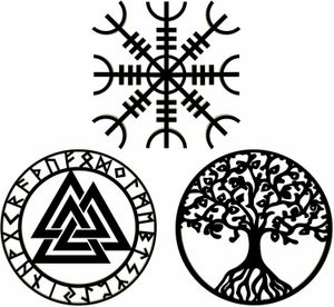 3PCS Viking Decor 15 'Metal Wall Art | Viking Compass Valknut Tree of Life