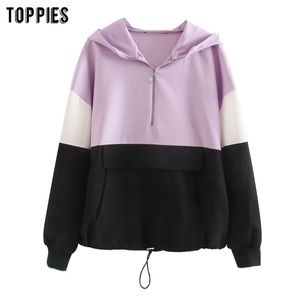 huva tröjor kvinnor långärmad splickade hoodies violet zip up hoodie modetkläder t200723
