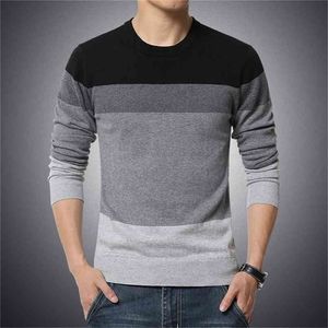 Autumn Winter Brand Men Casual Sweatshirt Man Knitted Clothes Slim Long Sleeve Spring Striped Sweatshirts Tops 210924