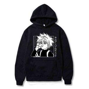 Capuz de masculino fofo caçador x caçadores homens pullovers de moletons moletons moletons killua zoldyck hitoka 90s Anime Hoody streetwear Tops G220429