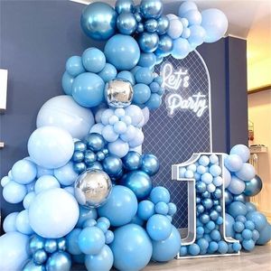 Blue Macaron Balloon Garland Arch Kit Birthday Party Decor Foil Latex Ballon Wedding Baby Shower Kids Baloon 220329