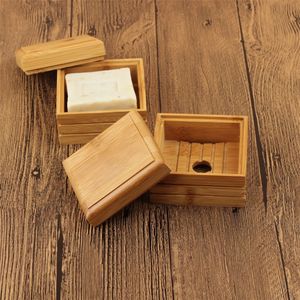 Natuurlijke bamboe soap Dish Box Bamboe Soaps Tray Holder Storage Soap Rack Plaatboxen Container voor Bad Douche Badkamer