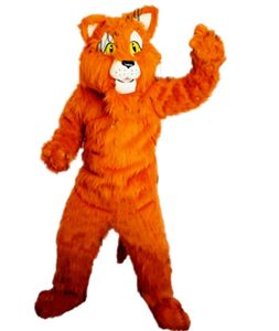 Fursuit Orange Long Fur Husky Fox Dog Mascot Costume vestido