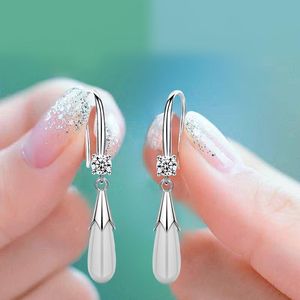 Dangle & Chandelier Cute White Pink Round Small Zircon Drop Earrings For Women Wedding Jewelry Vintage Fashion Opal Stone Girl GiftsDangle