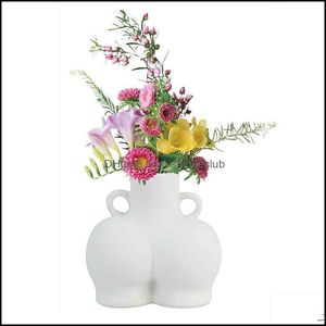Duży Ceramiczny Bum 7inch Scapture Flower Wazon Kwiatowy układ dla domu Salon Decor Wedding Party Centerpieces Drop Dostawa 2021 Deco