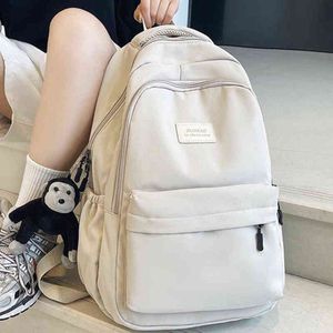 Backpack Style Bagwomen Solid Color Female Multi Pocket Casual Woman Travel Bag High Quality School for Teen Girl Book Knapsack 220723