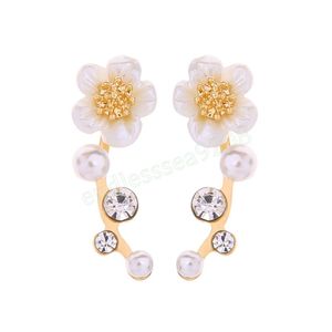 Trend moda kwiat perłowy wykwintne kolczyki stadnonskie dla kobiety dziewczyny stokrotki eleganckie impreza biżuterii