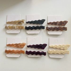 Marbled Hair Clips Wavy Acetate Barrettes Headgear Hair Accessories Hairpins Geometry Triangular Duckbill Clip