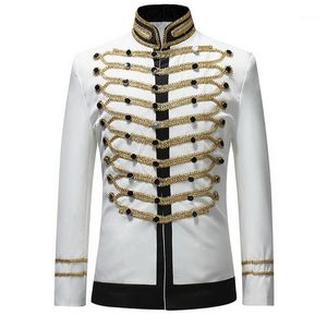 Oeak 2022 vintage blazers retro steampunk gotiska kostymjackor Prince scen kostym för fest mens svart vit lyx kappa
