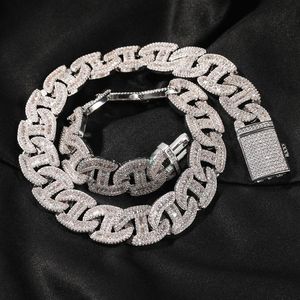 Catene Hip Hop Claw Setting CZ Stone Bling Iced Out Geometric Square Maiale Naso Cuban Link Chain Collane per uomo Rapper JewelryChains