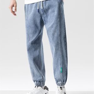 Bahar Yaz Siyah Mavi Baggy Kot Erkekler Streetwear Denim Joggers Rahat Pamuk Harem Pantolon Jean Pantolon Artı Boyutu 6XL 7XL 8XL 220328