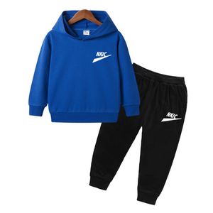 Sonbahar Çocuklar Takımlar Takımlar Erkek Kızlar% 100 Pamuk Giysileri Uzun Kollu Marka Logo Ceket Sweatshirt Pantolon 2 PCS/Set Trailsuit