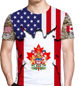 メンズTシャツメンズTシャツアメリカンフラッグプリントサマーラウンドネッククールな特大カナダストリートウェア衣料品Tシャツ