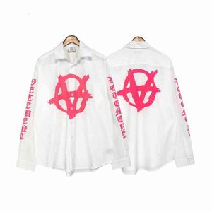 Tide Legal Brand Weitemeng Events Anti War Letter Printing Men's and Women's Loose Long Sleeve White Shirt