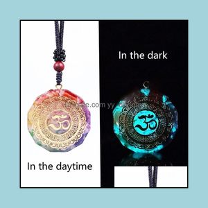 Pendant Necklaces Pendants Jewelry Om Symbol Orgonite Luminous Energy Natural Crystal Chakra Orgon Energ Dhqx1