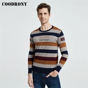 Coodrony 브랜드 스웨터 남성 스트리트웨어 패션 스트라이프 O-Neck 풀오버 니트 셔츠 풀 Homme Autumn Winter Cotton Jumper 91060 201126