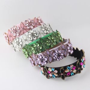 Shiny Colorful Rhinestone Flower Handmade Headbands Hairbands For Women Girls Elegant Hair Accessories