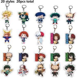 Partihandel Anime Min Hero Academia Akryl Keychain Dubbelsidig Izuku Bakugou Katsuki Todoroki Shoto Figur Pendant KeyRing Gift AA220318