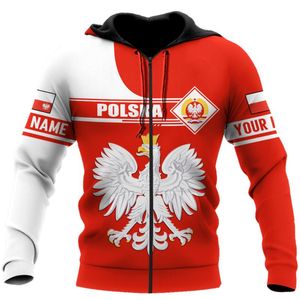 Men's Hoodies & Sweatshirts Men's Zipper Hoodie 2022 Fashion Casual Home Sweatshirt 3D Printing Poland Flag Shirt Personality Oversized