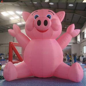 Nave libera Attività all'aperto pubblicità 4m/5m/6m/10m Modello gonfiabile gigante di maiale rosa personalizzato mongolfiera replica animale cartone animato in vendita