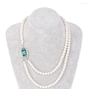 Цепи в стиле ретро двойной пролавный жемчужный ожерелье для женщин