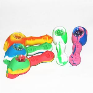 Pipa per bruciatore a nafta multicolore, pipa per cucchiaio da tabacco in silicone, dab rig, pipe manuali per fumatori