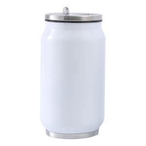 Leere Sublimations-Cola-Dosenflaschen, 500 ml, DIY-Wärmeübertragungsdruck, vakuumisolierte Bierbecher-Kaffeeflaschen mit Strohhalmen