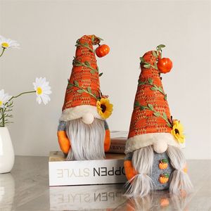 Gnomos de girassol de abóbora Gnomos de boneca sem rosto Favor favorita Ornamentos de Halloween colheita Decorações do festival Elf Plush Phyed Toy Beard Presente para crianças 10 5GL5 Q2