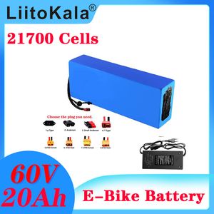 Liitokala 60V 20ah Li-Ion Ebike Battery Pack 1500W Электрический велосипед Batterie 60V20ah Скутер Аккумулятор с 30A BMS 67.2V 5A Зарядное устройство
