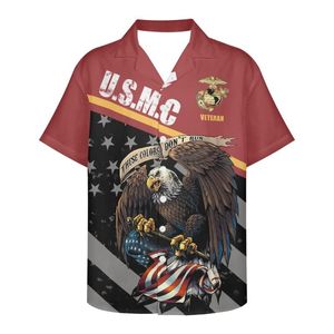 Mäns avslappnade skjortor Fashion Design Men's Shirt Summer 2022 Men American Flag Printing Clothing Plus Size Size Sleeved V Neck Shirtsmen '