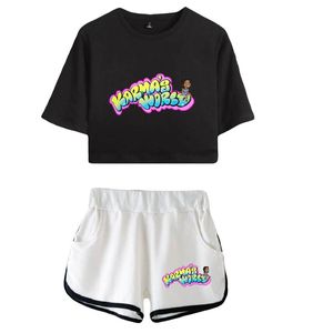 Women's T-Shirt Karma's World Merch Tracksuit Female Two Piece Set Summer Short Sleeve Crop Top Shorts 2022 Kids' Tv Kawaii Clothes