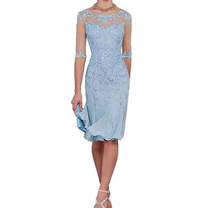 Elegante Halbarm-Chiffon-Kleider für die Brautmutter, knielang, Damen, formelle Kleidung, Party, Abendessen, Hochzeit, Gastkleid, Abschlussball, Abendkleider 2022