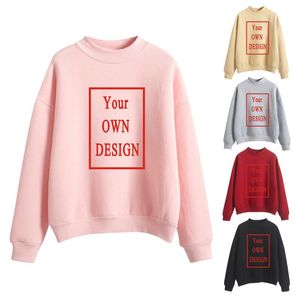 Women's Hoodies & Sweatshirts Your OWN Design Brand Logo/Picture Custom Print Women Oneck Knitted Pullovers Thick Autumn Winter Candy Color