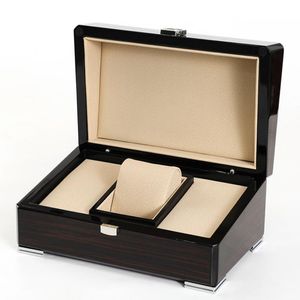 Cas de boîtes de montre Luxury Premium Boîte en bois Single Single Gird Whit Tote Bag Book Tags and Papers in English Booklet Jewelr