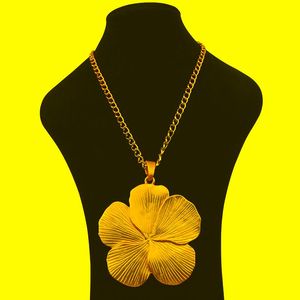 Anhänger Halsketten Mode MaGold Farbe Große Blume Metall Legierung Lange Kette Halskette Lagenlook Für Schmuck Frauen Männer GiftPendant