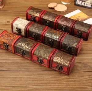 Vintage Jewelry Box Organizer Storage Case Mini Wood Flower Pattern Metal Container Handmade Wooden Small Boxes Gift Storage-Box SN6498