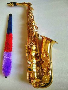Instrumentos Musicales De Oro al por mayor-Alto Saxofon Whole EB Golden Flat Musical Instruments Professional Saxophone Bouca y caja
