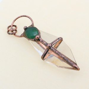 Colares de pingentes de colar de cristal de vidro facetado boho com jades verdes pavimentados vintage para jóias Diy fazendo FindingPenda