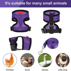Dogs Puppy Harness Collar Chicken Duck Cat Dog Adjustable Vest Walking Lead Leashes Soft Breathable Polyester Mesh Harness For Small Medium Pet Poultry