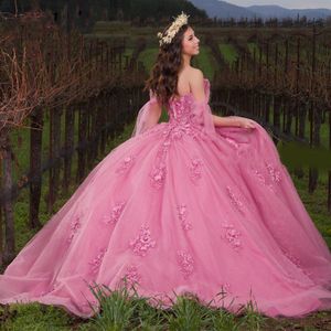 Abiti Quinceanera da principessa rosa di classe con spalle scoperte Appliques in pizzo Abito da ballo Abiti da 16 dolci Abiti da 15 ano Abiti da sera su misura