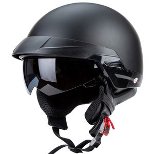 Black Vintage Motorcycle Open Face Half Helmet Dot Approved Retro Moto Casco Capacete Motociclistas Capacete