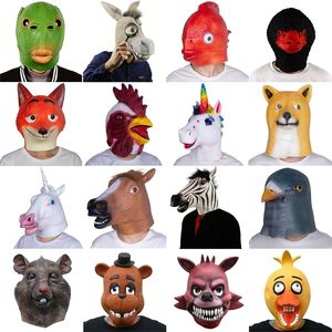 Horse Deluxe Novelty Halloween Costume Party Latex Head Mask Variety Of Animals Headgear 220629