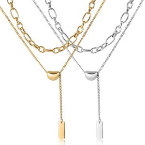 Pendant Necklaces Retro Double Layered Metal Chain Necklace Female Wild Temperament Trendy Heart Charm PendantPendant