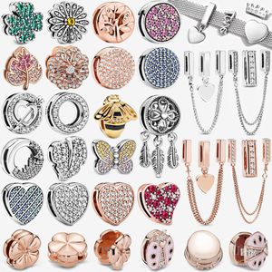 925 Sterling Silver Dangle Charm Color Reflexions Clip Beads Charms Round Crystal Crown Heart Bead Fit Pandora Charms Bracelet DIY Jewelry Accessories