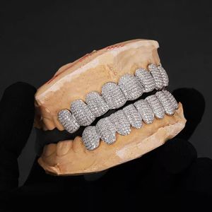 Exklusive Anpassung Moissanit Zähne Grillz aus Hop Silber dekorative Zahnspangen Realer Diamant Bling Zahn Grill für Männer k