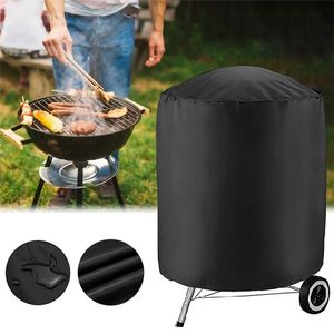 1 Stück BBQ Grill Abdeckung rund schwarz Outdoor wasserdicht Staub Gas Grill Schutz Garten Zubehör 220510