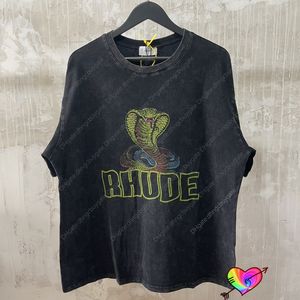 Gömlek Tasarımcısı T İyi Üstler Vintage 1 1 Kısa Kollu Rhude Cobra Tee Erkek Kadın Yüksek Kaliteli Altın Elapoid Grafik Rhude T-Shirt